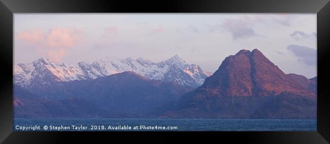 First Light on Sgurr Na Stri and the Cuillin Ridge Framed Print by Stephen Taylor