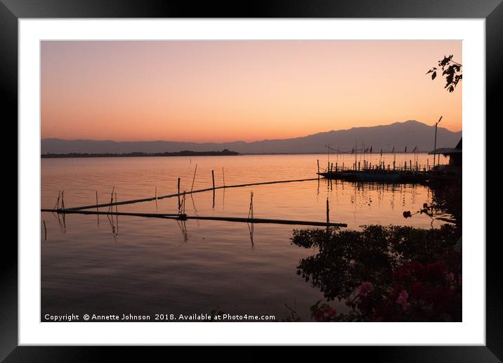 Sunset on Lake Phayao #2 Framed Mounted Print by Annette Johnson