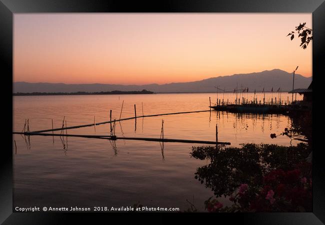 Sunset on Lake Phayao #2 Framed Print by Annette Johnson