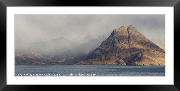 A Rain Squall comes in at Elgol Framed Mounted Print by Stephen Taylor