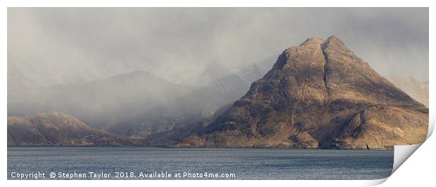 A Rain Squall comes in at Elgol Print by Stephen Taylor