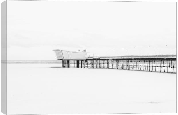 Southport Pier in the Snow Canvas Print by Roger Green