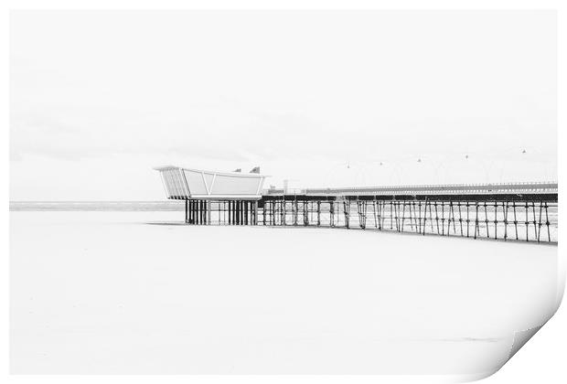 Southport Pier in the Snow Print by Roger Green
