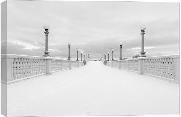 Venetian Bridge in the Snow Canvas Print by Roger Green