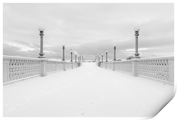 Venetian Bridge in the Snow Print by Roger Green
