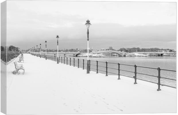 Marine Lake in the Snow Canvas Print by Roger Green