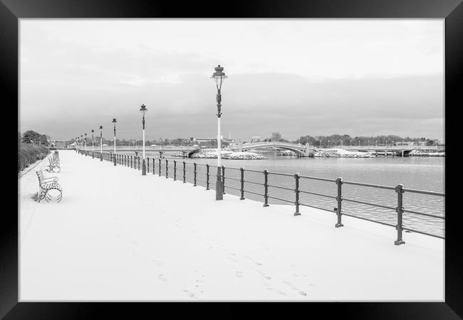 Marine Lake in the Snow Framed Print by Roger Green