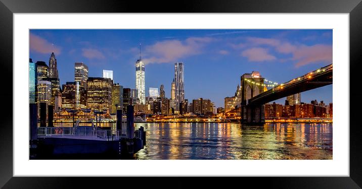 Manhattan from Brooklyn Framed Mounted Print by peter tachauer