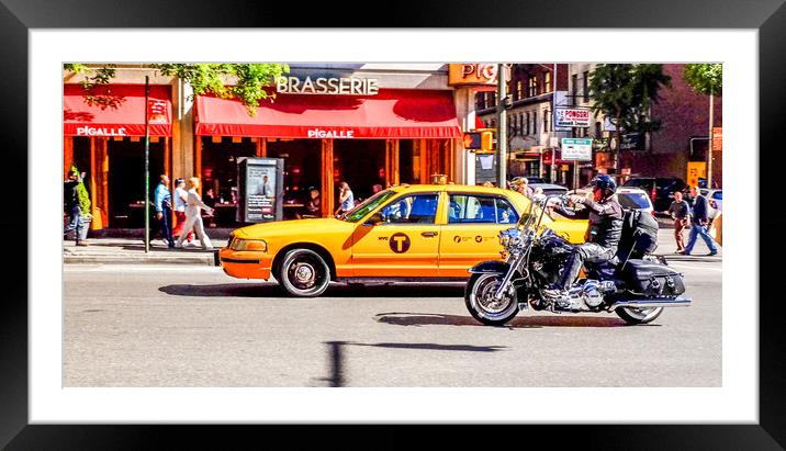 Cab and Harley Manhattan Framed Mounted Print by peter tachauer