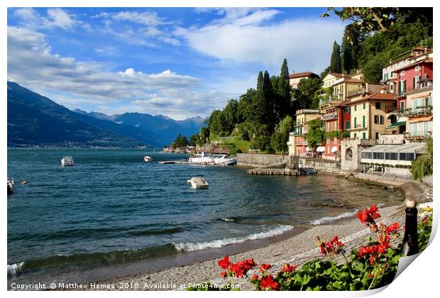 A shot of Varenna, Lake Como, Italy. Print by Matthew Homes