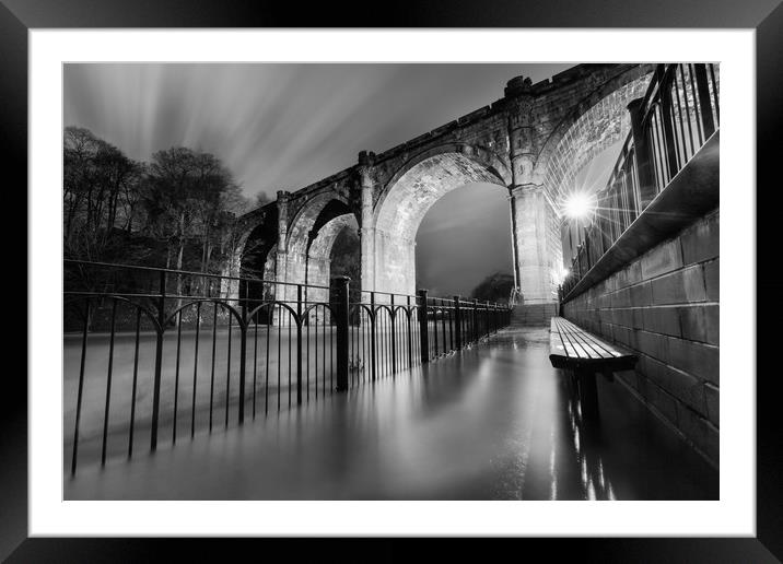 Knaresborough Viaduct at night Framed Mounted Print by mike morley