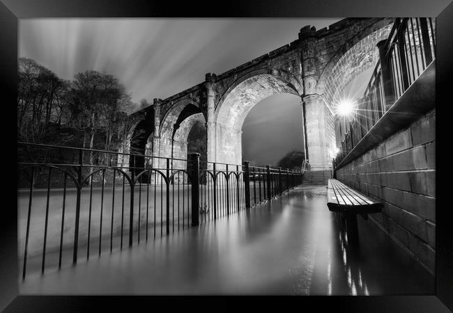 Knaresborough Viaduct at night Framed Print by mike morley