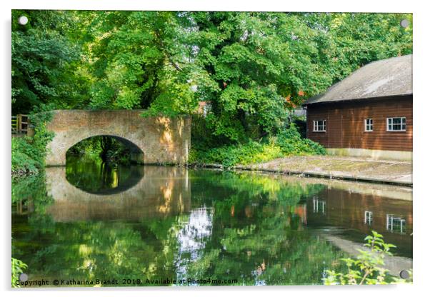 Reflection of bridge, Itchen River Winchester Acrylic by KB Photo