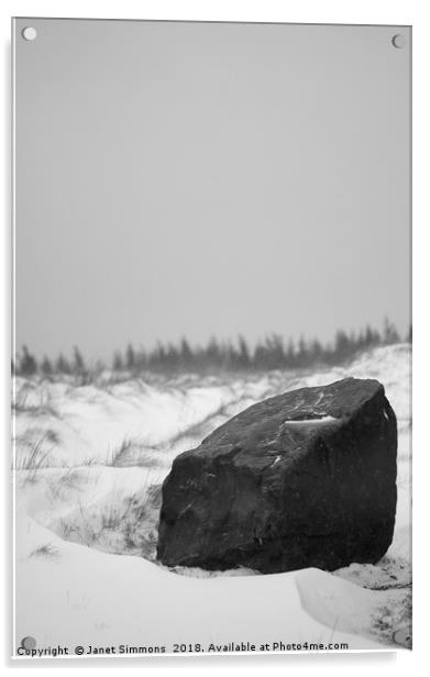 Blwch South Wales Boulder in Snow Acrylic by Janet Simmons