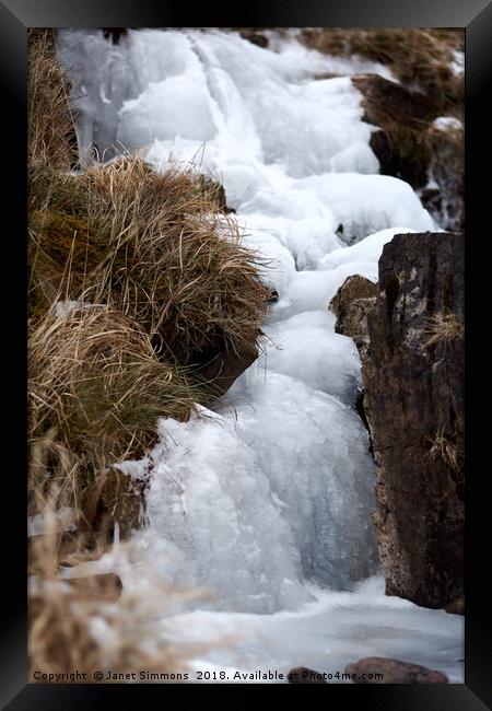 Frozen Waterfall Beacon Framed Print by Janet Simmons