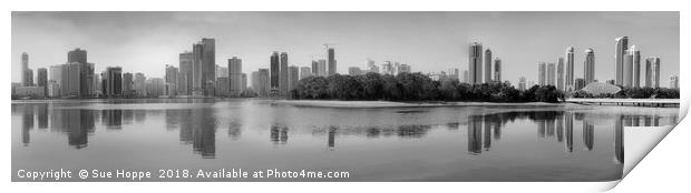 Sharjah Skyline reflected in water Print by Sue Hoppe