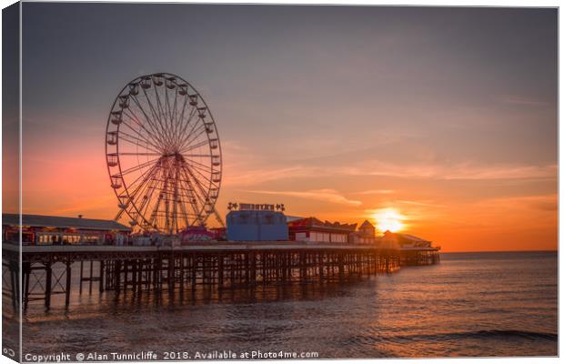 Majestic Sunset at Blackpool Pier Canvas Print by Alan Tunnicliffe