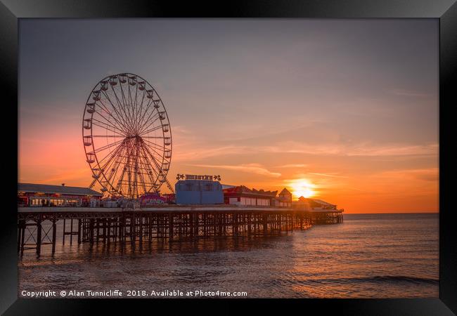 Majestic Sunset at Blackpool Pier Framed Print by Alan Tunnicliffe