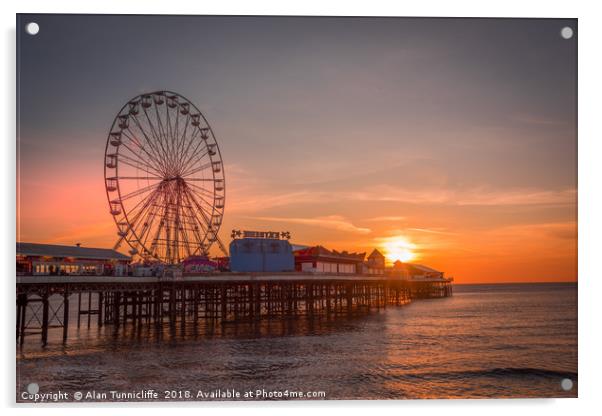 Majestic Sunset at Blackpool Pier Acrylic by Alan Tunnicliffe