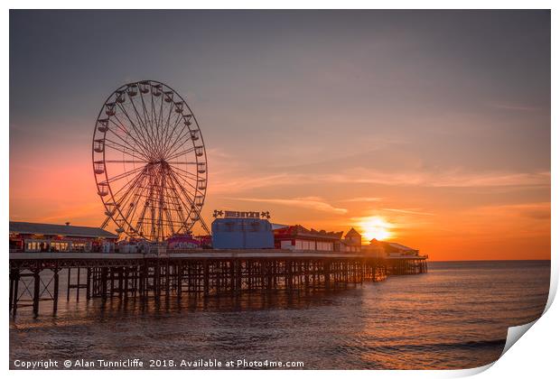 Majestic Sunset at Blackpool Pier Print by Alan Tunnicliffe