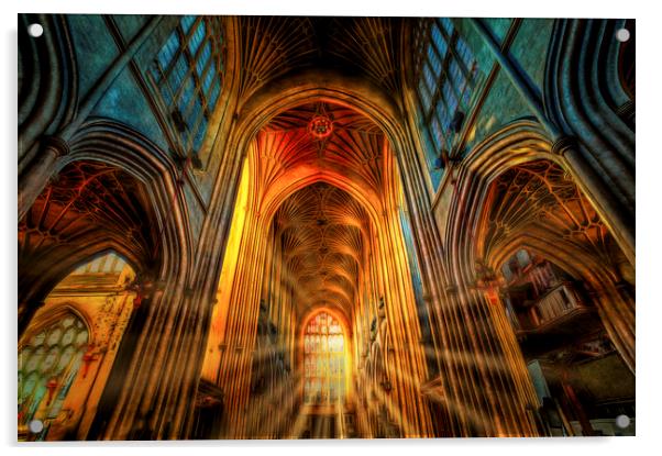 Bath Abbey Sun Rays Art Acrylic by David Pyatt