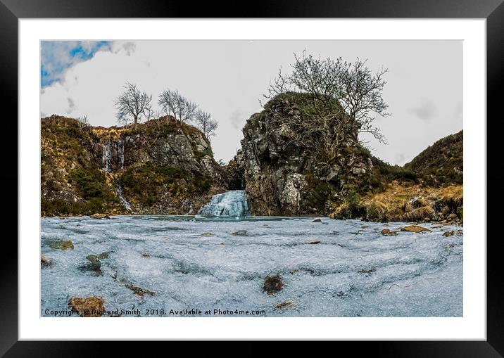 The frozen waterfall on Allt Daraich close to Framed Mounted Print by Richard Smith