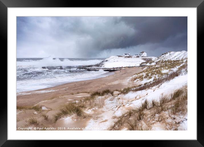 Seaton Sluice Snow Framed Mounted Print by Paul Appleby