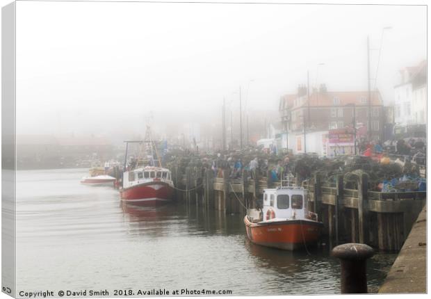 Mist In The Harbour Canvas Print by David Smith