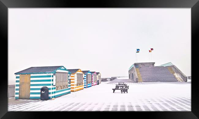 Snow on Hastings Pier Framed Print by Richard May