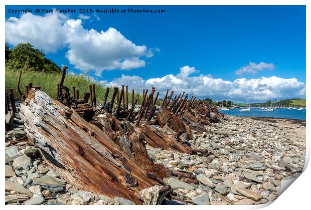Rusty Remains, Place, Cornwall Print by Mary Fletcher