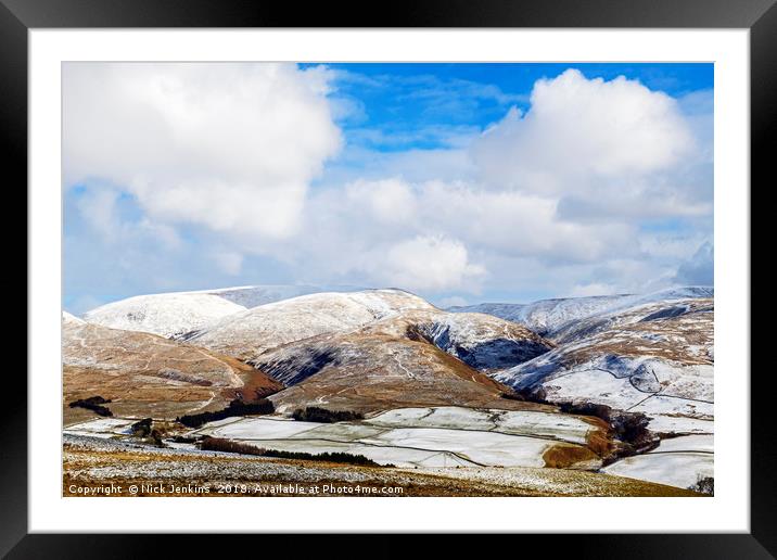 The Snowy Hills above Moffat, Scotland,  in Winter Framed Mounted Print by Nick Jenkins