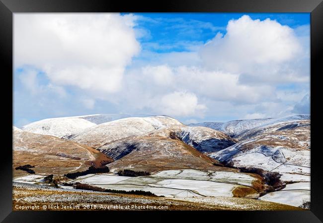 The Snowy Hills above Moffat, Scotland,  in Winter Framed Print by Nick Jenkins