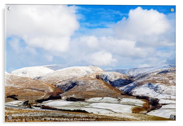The Snowy Hills above Moffat, Scotland,  in Winter Acrylic by Nick Jenkins