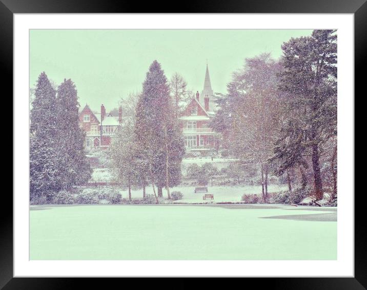Park in Snow                                       Framed Mounted Print by Victor Burnside