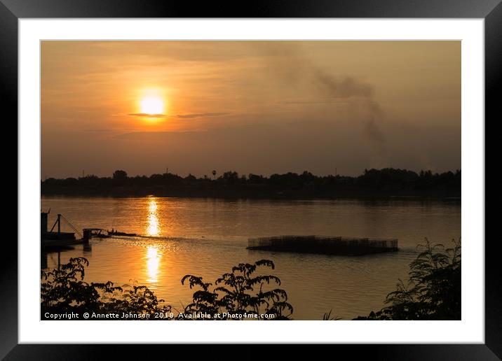 Sunset on the Mekong River Framed Mounted Print by Annette Johnson