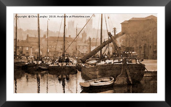 Historic Brayford, Lincoln (watercolour) Framed Mounted Print by Chris Langley