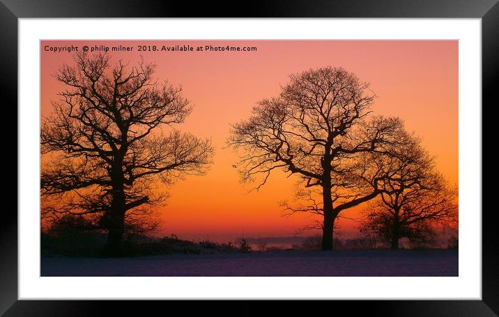 Silhouette Of trees Framed Mounted Print by philip milner