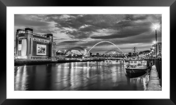 Newcastle Quayside at Night Framed Mounted Print by Naylor's Photography