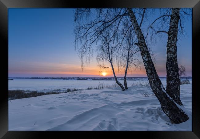 Frosty sunset Framed Print by Dobrydnev Sergei