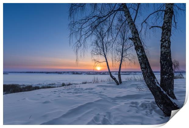 Frosty sunset Print by Dobrydnev Sergei