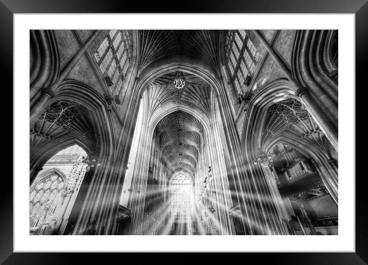 Bath Abbey Sun Rays Framed Mounted Print by David Pyatt