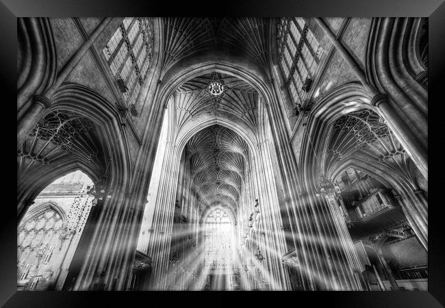 Bath Abbey Sun Rays Framed Print by David Pyatt