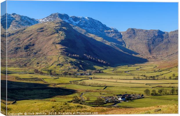 Mickleden and Bowfell Langdale Lake District Canvas Print by Nick Jenkins