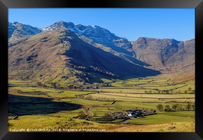 Mickleden and Bowfell Langdale Lake District Framed Print by Nick Jenkins