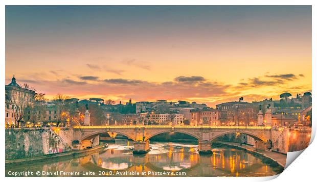 Tiber River Rome Cityscape Print by Daniel Ferreira-Leite