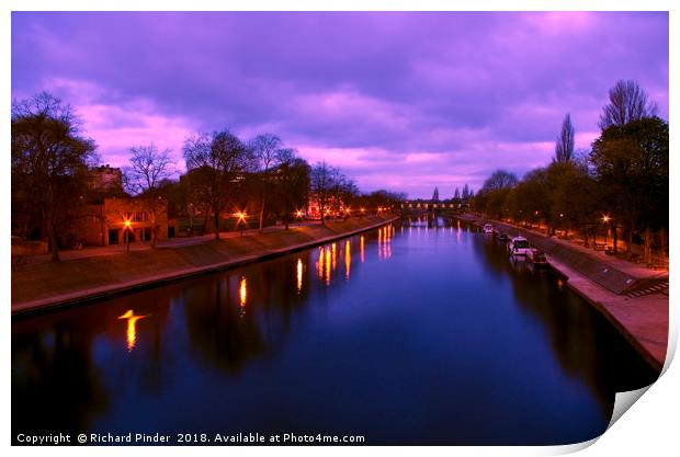 Sunrise over the River Ouse, York Print by Richard Pinder