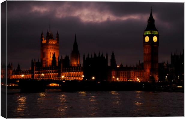 Stormy night over Westminster,London Canvas Print by Luigi Petro