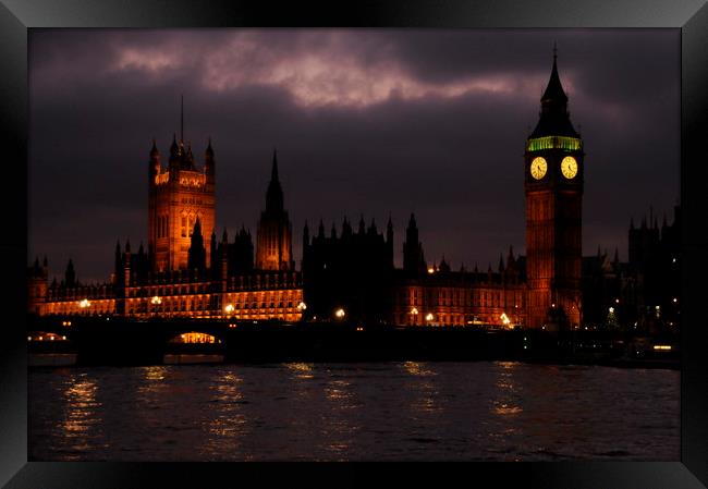 Stormy night over Westminster,London Framed Print by Luigi Petro
