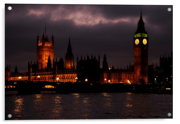 Stormy night over Westminster,London Acrylic by Luigi Petro