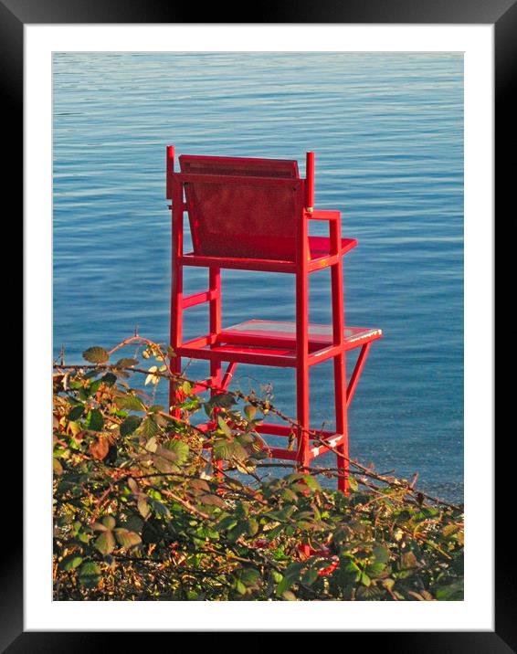 The Lifeguard's Chair. Framed Mounted Print by Chris Langley